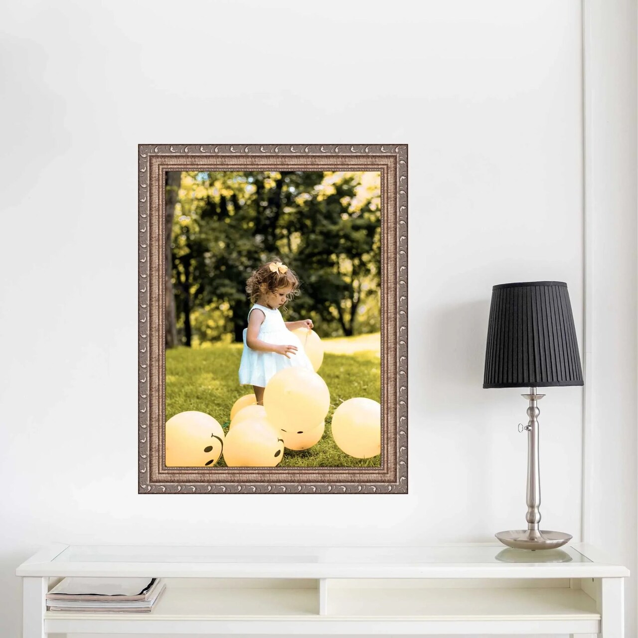 Traditional 22x18 Black Picture Frame Beaded Antique Vintage Classic